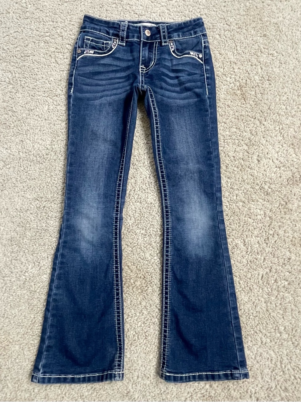 Little Girl's SHYANNE Stretch INDIGO Blue DENIM Mid Rise BOOT CUT Western JEANS